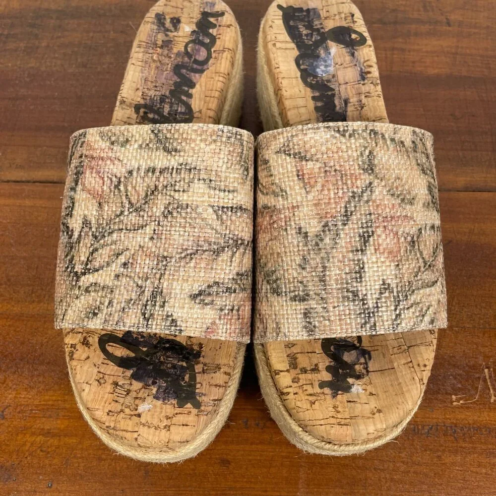 NEW Sam Edelman Women's Weslee Espadrilles Platform Sandals Cork Brown Sz 7.5